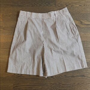 Talbots Striped High-Waist Women’s Shorts - White & Charcoal Gray